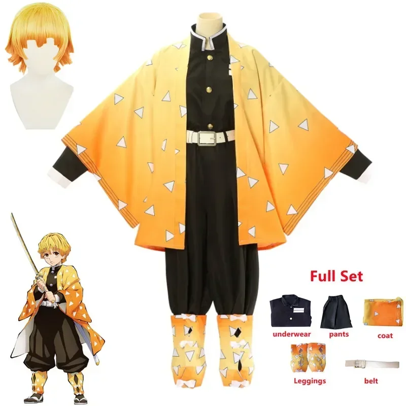 

Anime Demon Slayers Kimetsu no Yaiba Agatsuma Zenitsu Cosplay Costume Women Kimono Uniform Halloween Christmas Party clothes