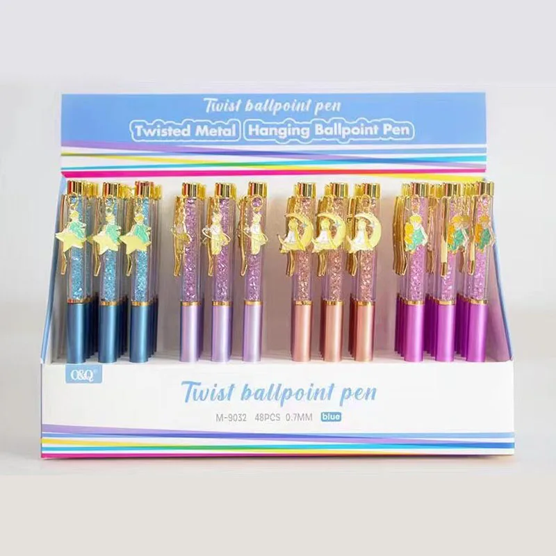 

48 pcs/lot Little Prince Pendant Metal Ballpoint Pen Cute Business Signature Ball Pens Office School Writing Supplies wholesale