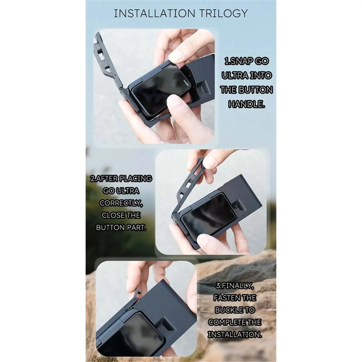 Insta360 Go Ultra Xplorer 키트용 N05R 3D 프린트 ABS 그립 키트 분실 방지 끈이 있는 인체공학적 핸들