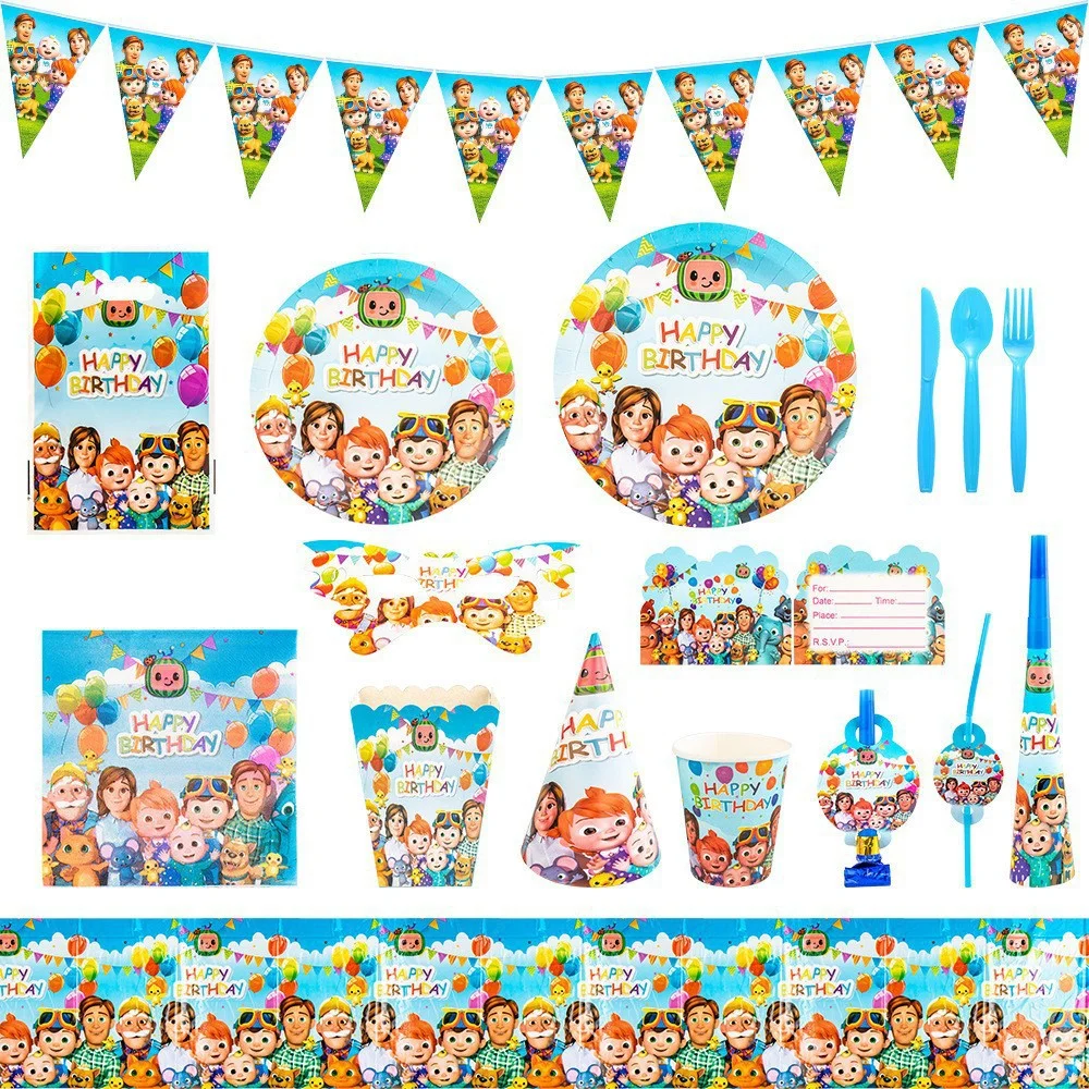 Watermelon Birthday Party Decoration Tableware Kids Face Mask face mask Stickers Birthday Tablecloth Balloon Supplies Gifts Kids
