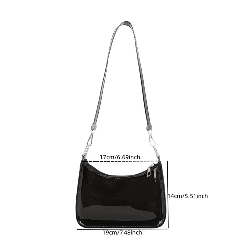 Shoulder Bag Clear Jelly Shoulder Bag For Women Y2K Small Zipper Underarm Purses & Fashion Handbag