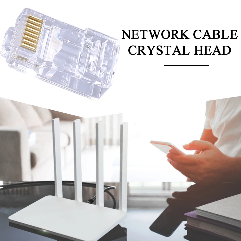 네트 네트워크 모듈식 플러그 커넥터, 금도금 Cat6 Cat5 RJ45, 8P8C 비차폐 모듈식 플러그, 이더넷 케이블 크림퍼 RJ 45, 100 개