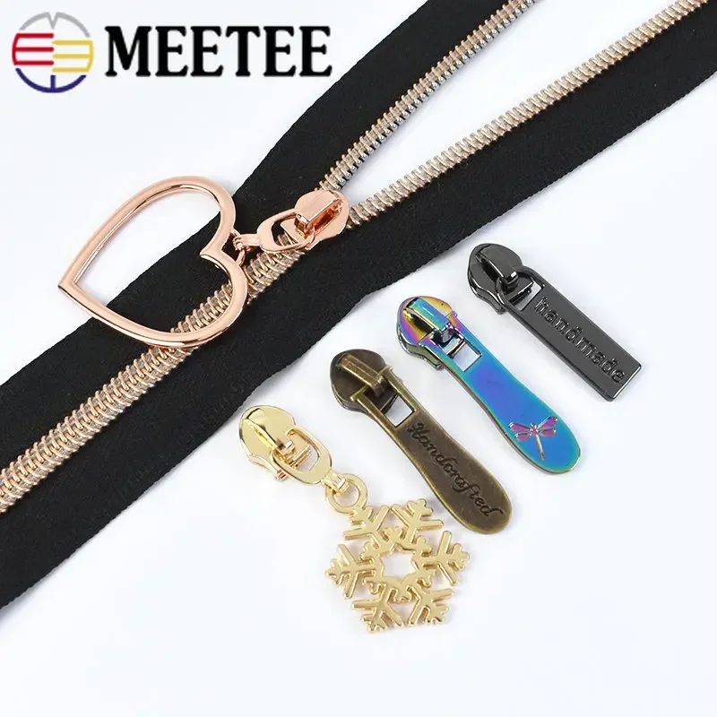 Meetee 나일론 지퍼 테이프 슬라이더 헤드, 의류 가방 장식 지퍼 풀러 수리 키트, 재봉 액세서리, 5  지퍼, 10 개, 20 개