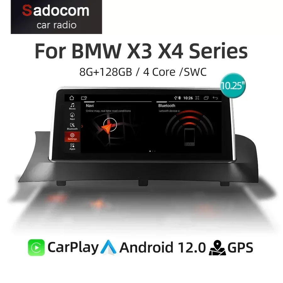 

Android 12 CarPlay Car Multimedia Player GPS Navigation 4G WiFi 720P Screen Car Radio For BMW X3 X4 Series F25/F26 2011-2012