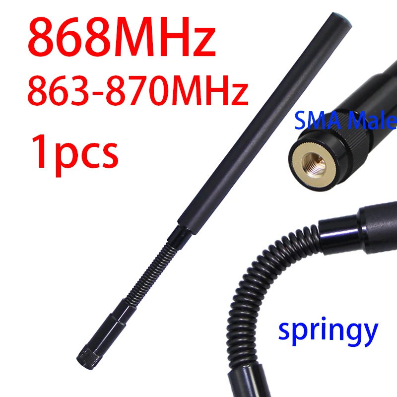 Antenne Meshtastic 868MHz 915MHz SMA TNC pour radio ELRS drone FPV, posée sur une surface noire.