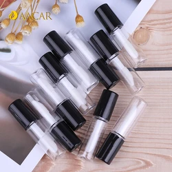 1.2ML 10pcs Rose Gold Empty Lip Gloss Tube,DIY Plastic Elegant Liquid Lipstick Container,Round mini lipgloss sample bottle Black