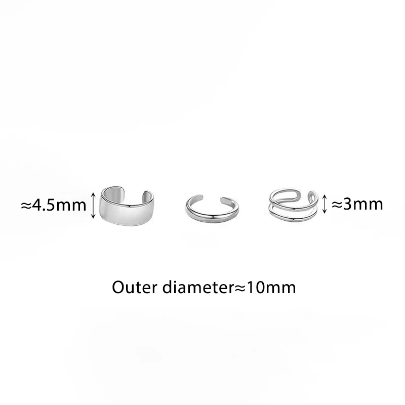 Silver Minimalist Double Layered Personality Clip Earrings