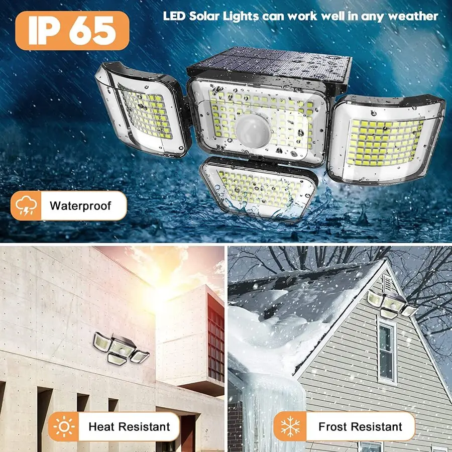 solar security light with motion sensor 186/278 LED Solar lights oudoor pir motion sensor waterproof Powered Sunlight Light for Garden Decoration with remote control solar wall lights