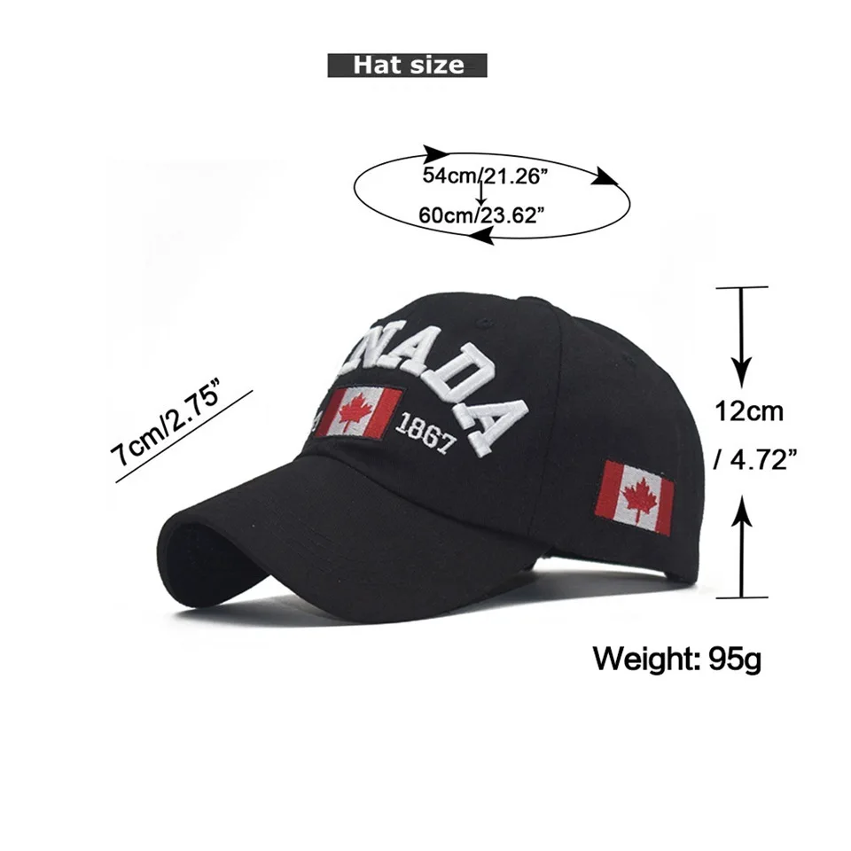 Canada Dad Unisex Cotton Baseball Cap Maple Leaf Flag Cap Embroidered Unisex Cap Outdoor Sun Hats for Adult 6