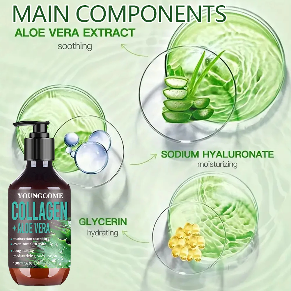 Aloe Vera Collagen Hydrating Body Lotion Improve Tighten Deeply Moisturize Fade Fine Lines Keep Lifting Body Brightening Lotion 3