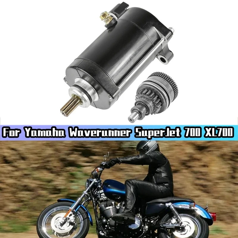 

2Pcs Starter & Bendix For Yamaha Waverunner Superjet 700 XL700 Wave Raider Blaster 6M6-81800-10, 6M6-8183E-01 Parts Accessories