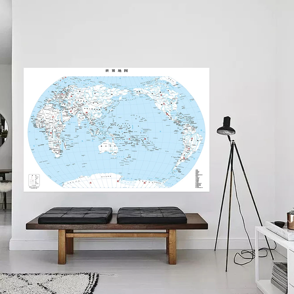 

59*42cm The World Political Map Canvas Painting Wall Art Poster Unframed Prints Home Decoration School Study Supplies