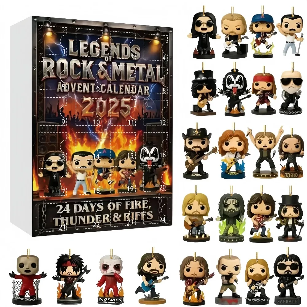 Rock and Metal Advent Calendar 2D& Flat Acrylic Iconic Music Character Series Suitable Gift for Rock and Metal Fans