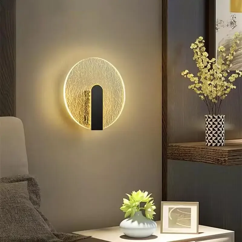 Bedroom Bedside LED Wall Lamp Modern Light Luxury Round Square Gold Indoor Background Decor Sconce Living Room Stairs Fixtures
