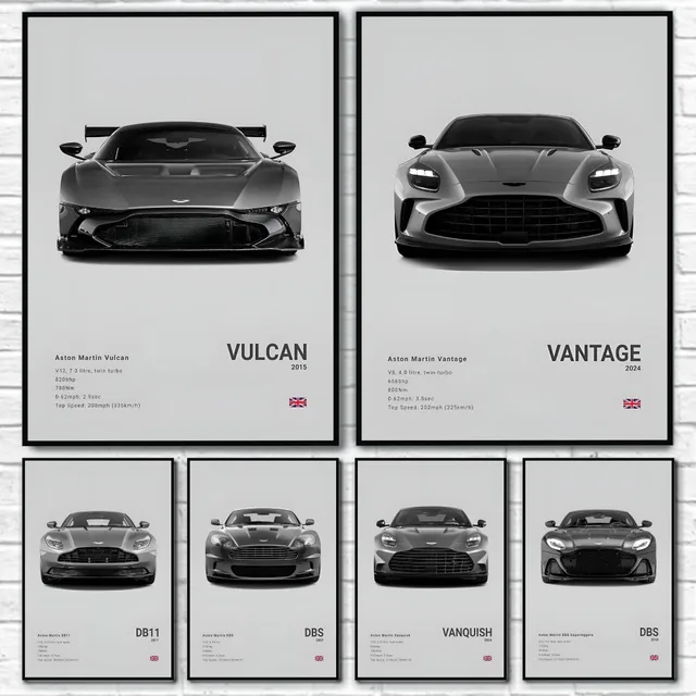 HD Luxury A-Aston M-Martin DB11 9 5 S Ventage S Vulcan Supercar Cool Poster Home living room Wall Art Garage Room Decor