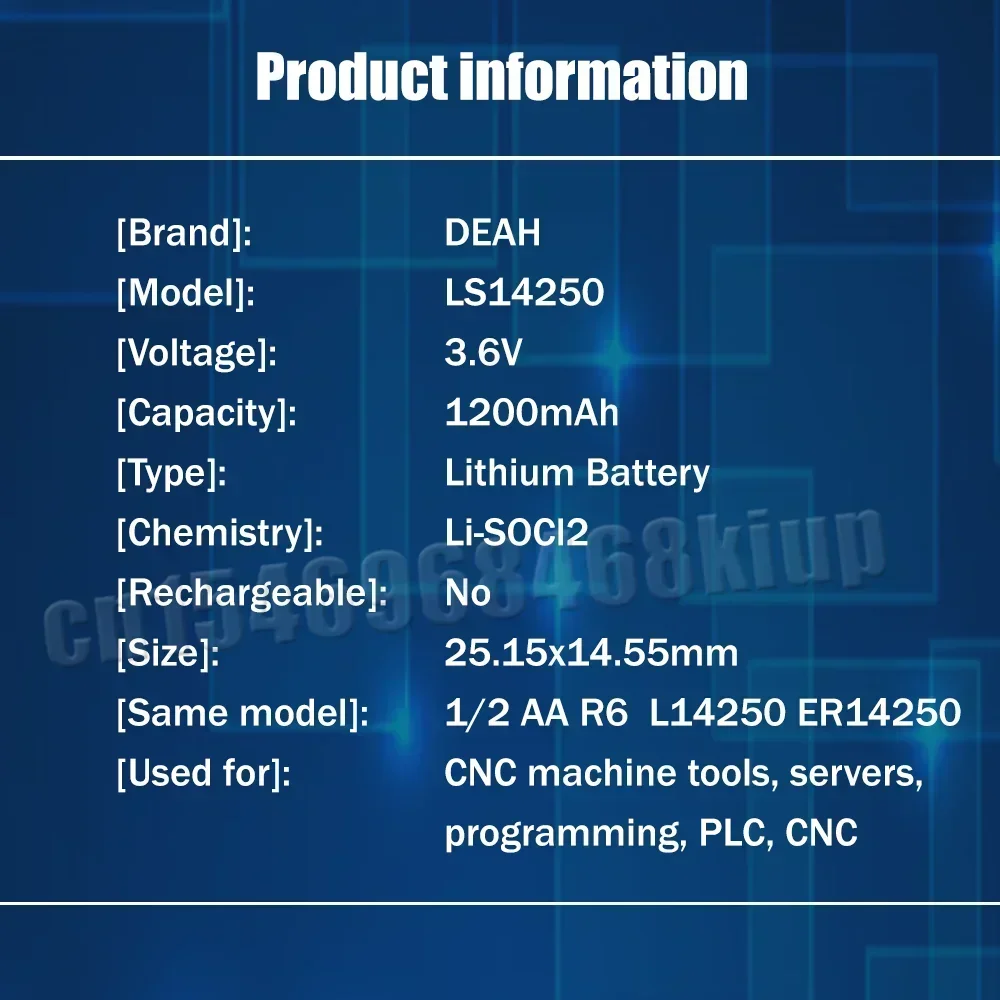 100PCS 100% New LS14250 R6 L14250 14250 1/2AA TL-5902 ER14250 3.6V Lithium Battery For CNC Machine Tools Touch Screen Gas Meter 6