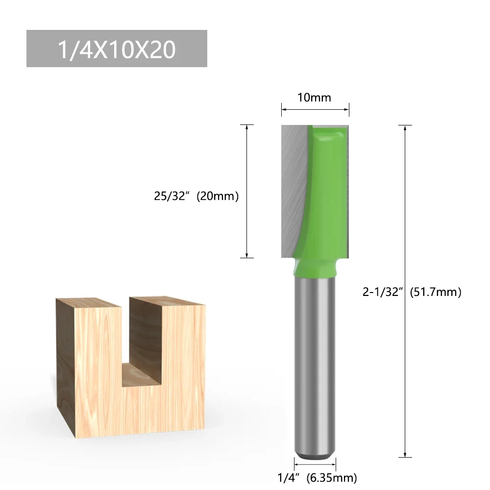 1/4-Zoll-Schaft-Reinigungsschaftfräser-Set, gerader Fräser für Holzbearbeitungsmaschinen – Detail 3