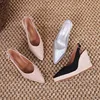 Female Espadrilles Platform Clogs Wedge Fashion Womens Shoes High Heels Shallow Mouth Square Toe Large Size Girl 5