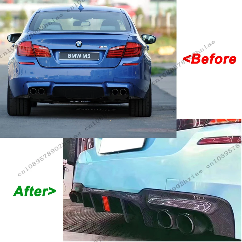Auto Achterbumper Diffuser Lipspoiler voor BMW 5 Series F10 F18 2010-2017, Achterbumper Chassis Splitter Vleugel Lip Diffuser Onderspoiler Auto Decoratieset