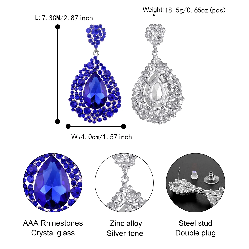 Fashion Crystal Big Water Drop Earrings for Women Prom Party Dress Accessory Wedding Earrings