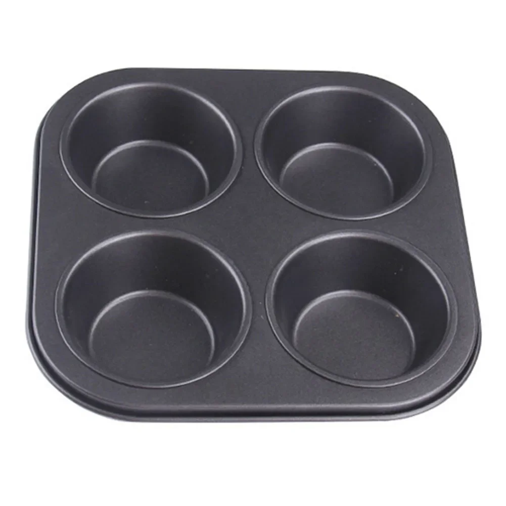 Cake Molds Black Muffin Mold 19x19x3cm 4 Cup Baking Pan Carbon Steel Cupcake Tray Environmental Non-stick Layer