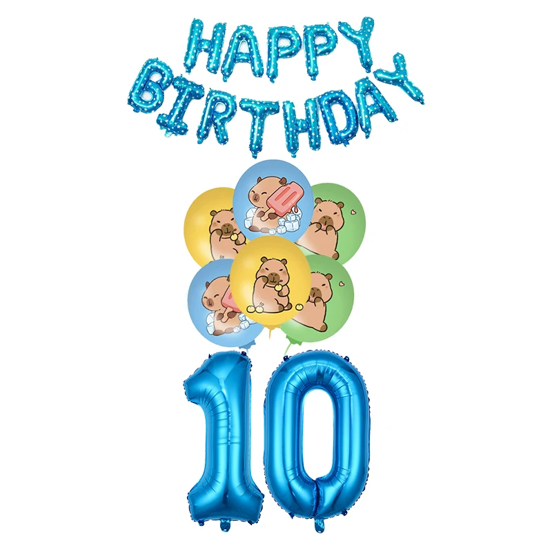 Capybara Geburtstag Party Dekoration Cartoon Tier Einweg Geschirr Set PVC Stroh Party Liefert Banner Ballon Hintergrund Kinder – Detail 31