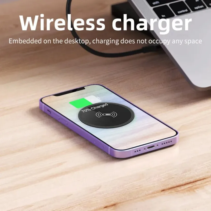 VIKEFON 100W Quick Wireless Desktop Embedded Charger For iPhone 17-12 Samsung Huawei Xiaomi Oppo Phone Fast Inductive Charging