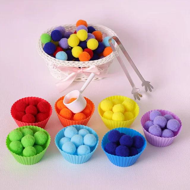 Children's Fine Motor Skills Learning Counting Toys Colorful Plush Ball Sorting Games Montessori Early Education Toy 1