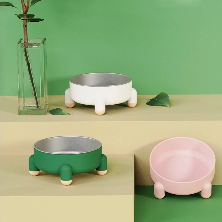 

Stainless Steel Non-slip Cat and Dog Pet Bowl Anti-upset Food Bowl Tall Simple Cat Dog Material Bowl