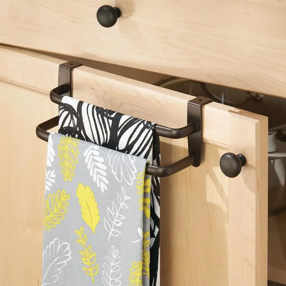 Over-the-Cabinet Double Towel Bar Bronze Finish Sturdy Metal Construction Kitchen/Bathroom Organizer Axis Line