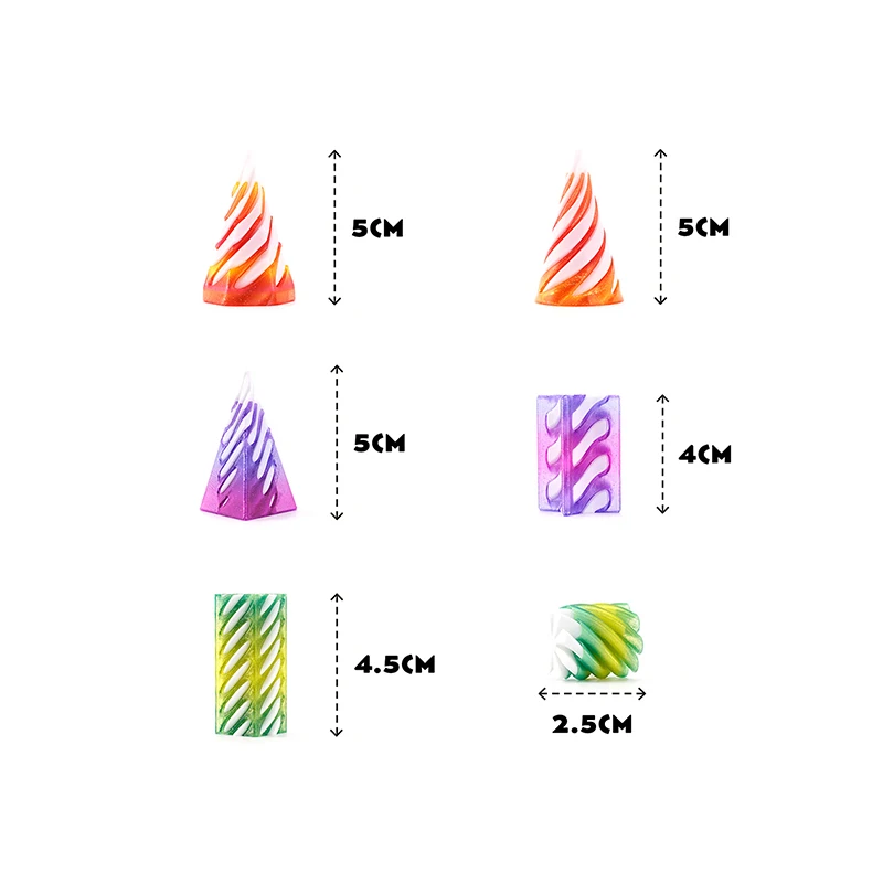Fidget toys Spiral Cone Decompression Toy 3D Printed Pyramid Impossible Pass-through Sculpture Square Pillar Helix Screw Fidget Toys