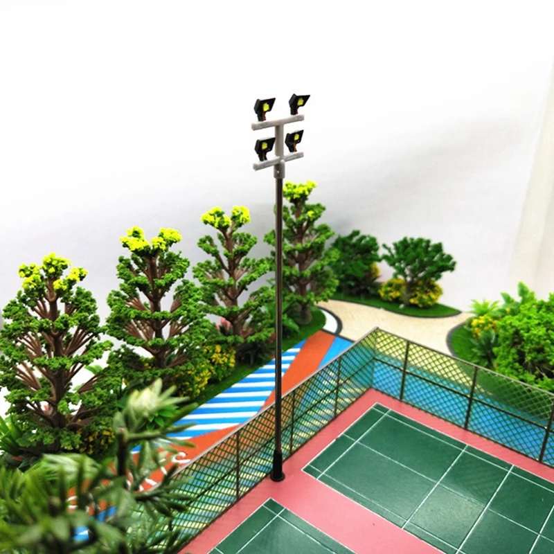 4 PCS HO Scale Model Lighting Tower,Tower Lights Model Lights Layout Lamppost For Train/Garden/Playground/Stadium 4