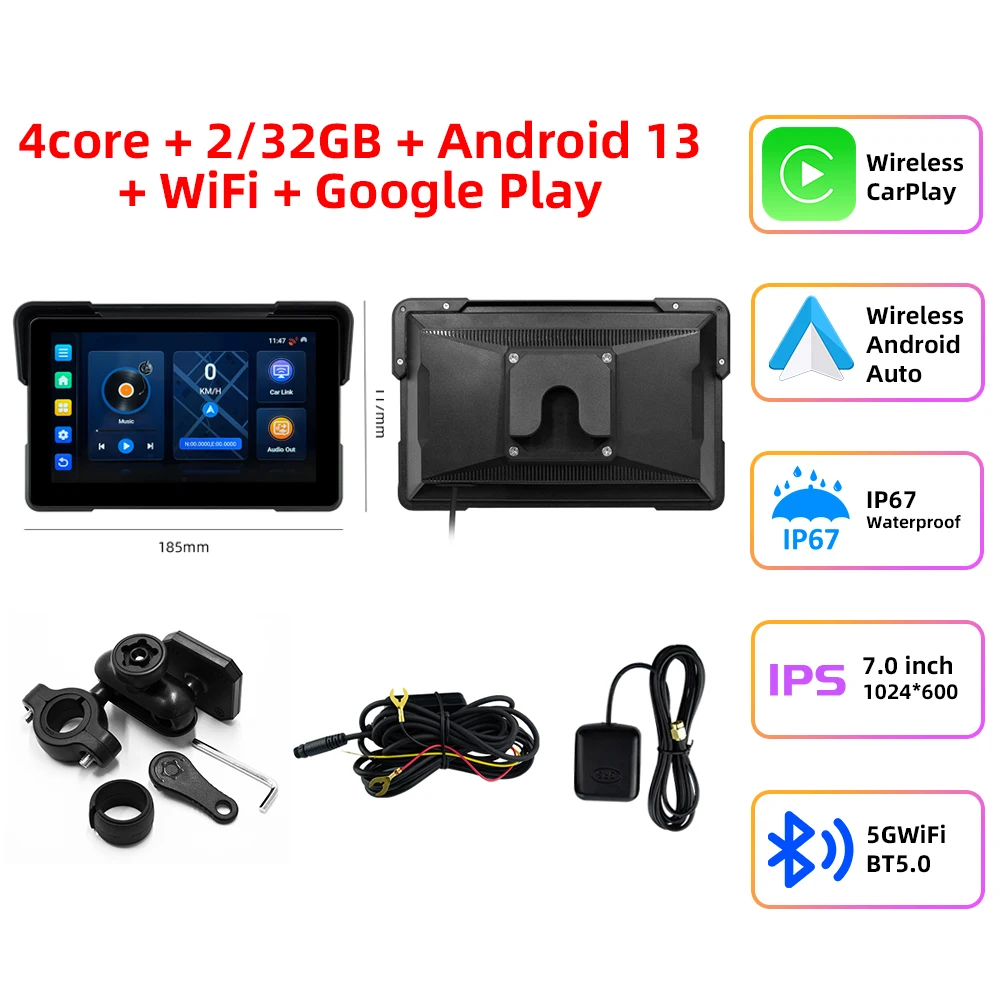 EKIY M21 7-Zoll-Motorrad-wasserdichter kabelloser CarPlay