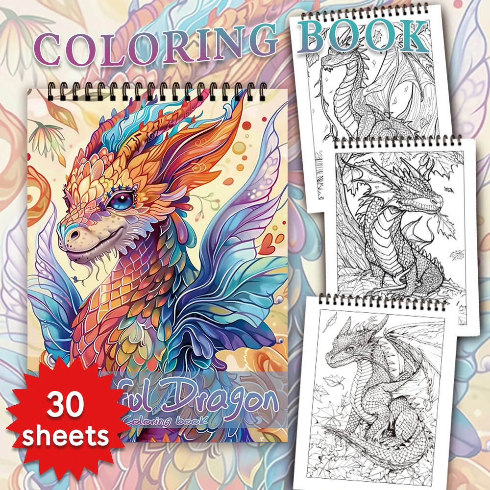 Adult coloring book - 30 Sheets Women's spiral coloring book, 11.2x 8.3 inches, drawing book, birthday gift, holiday party gift 4