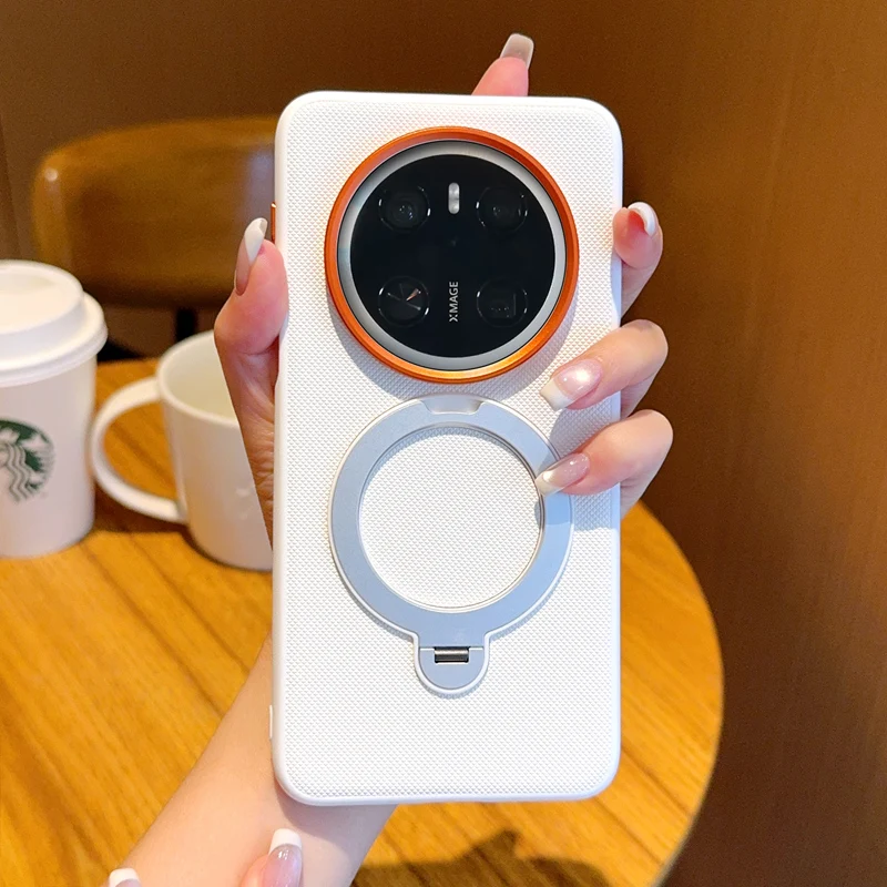 Luxury PU Leather Rotating Stand Case with Magsafe and Magnetic Shockproof Cover