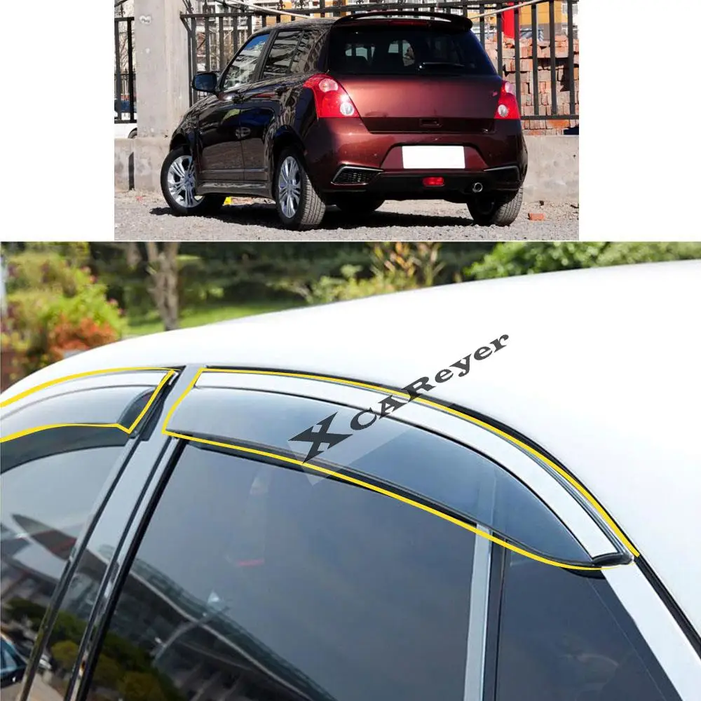 

Стикер для кузова SUZUKI Swift 2013, 2014, 2015, 2016, 2017, пластиковое стекло, ветрозащитный козырек, защита от дождя и солнца, запчасти для вентиляционного отверстия