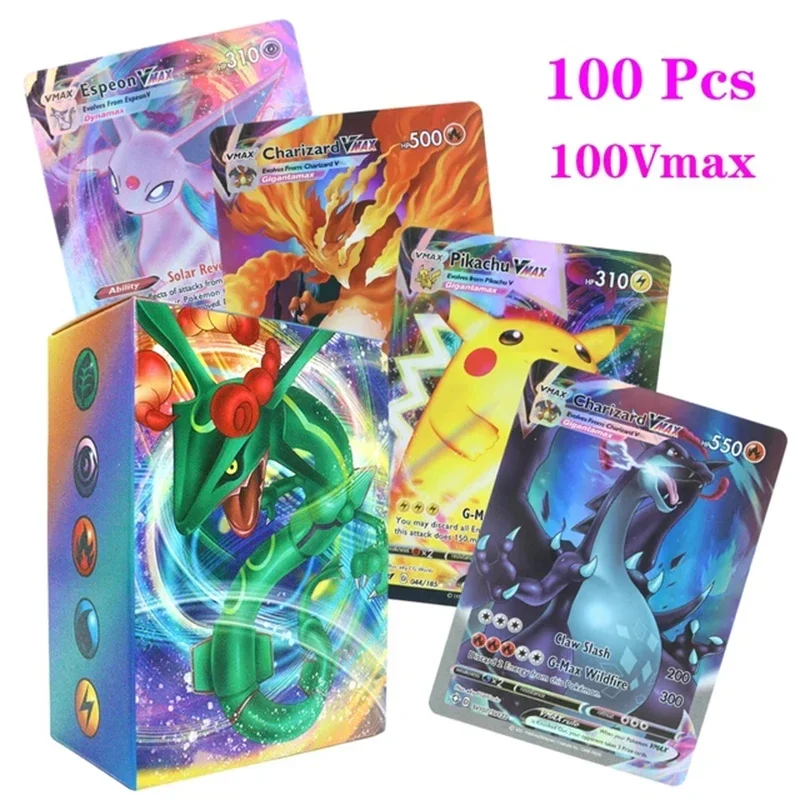 

2024 New English Pokemon Cards Holographic EX Vstar Vmax GX V Letter Rainbow Arceus Shiny Charizard Mewtwo Evolution Flash Card