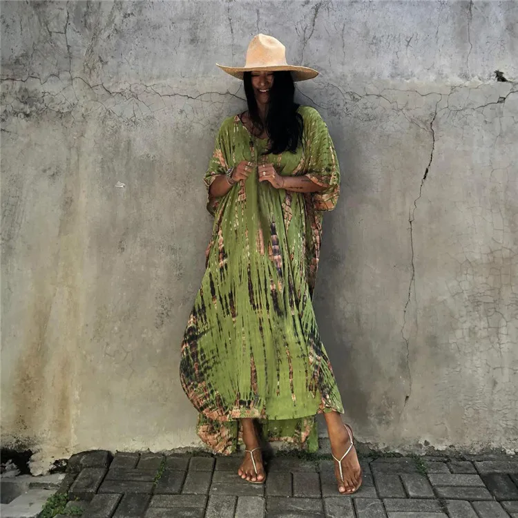 Fashion Casual Striped Print Long Dresses Women Bohemian V-neck Bat Sleeve Loose Slit Beach Dress Summer New Beachwear Vestidos 167 Fashion Casual Striped Print Long Dresses Women Bohemian V-neck Bat Sleeve Loose Slit Beach Dress Summer New Beachwear Vestidos