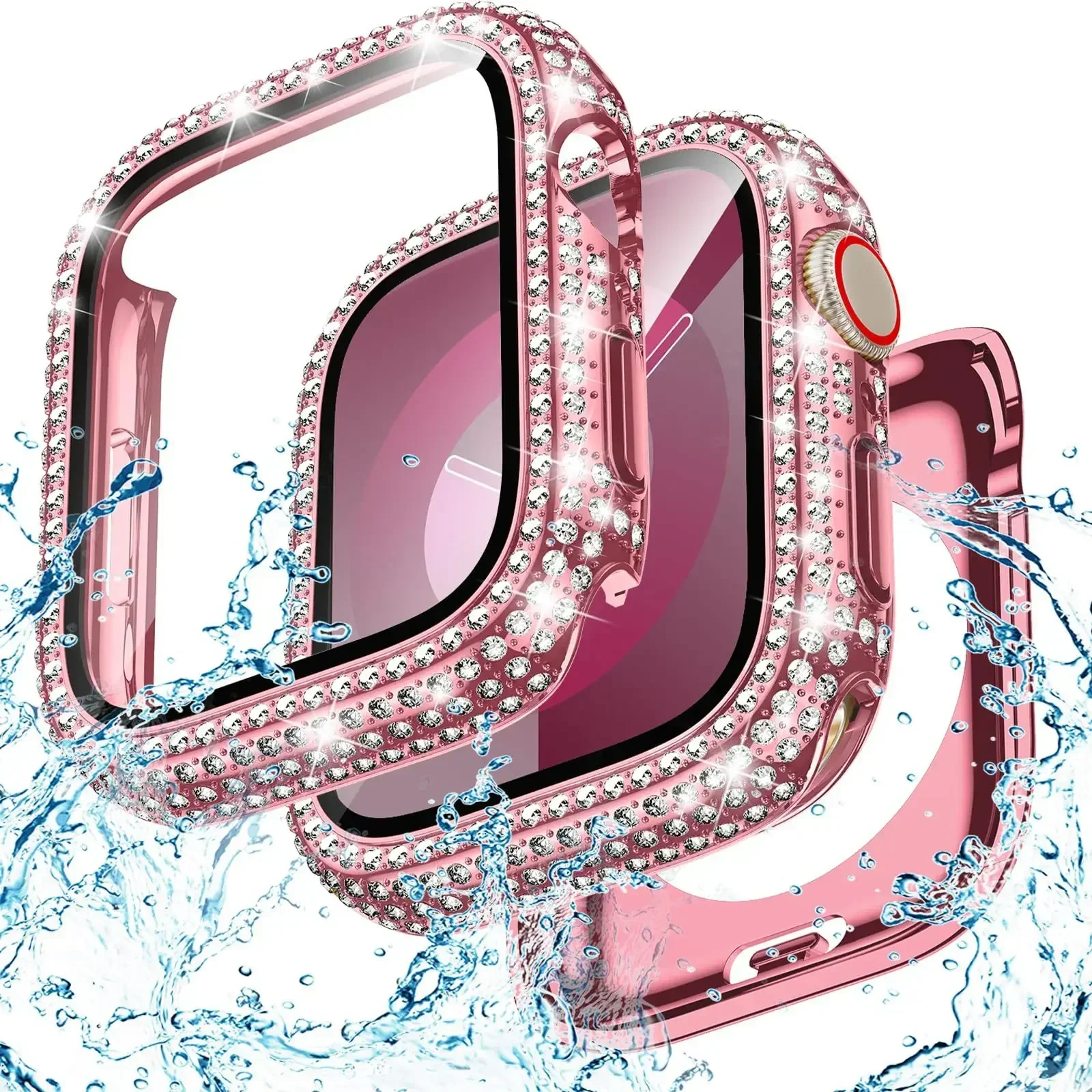 Elegant Diamond Bling Apple Watch Bumper with Screen Protector
