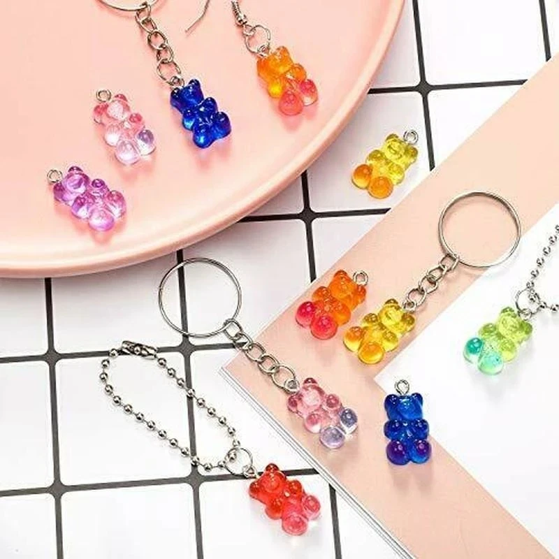 50 Mixed Color Transparent Acrylic Gummy Bear Beads 18mm DIY Earring  Jewelry