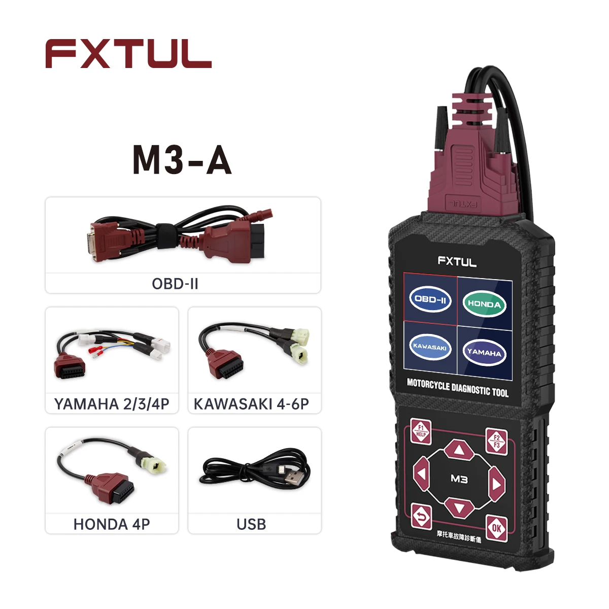 FXTUL M3 Motorcycle Diagnostic Tool OBD2 Code Reader Scan Tool For Honda  Yamaha Motorcycle