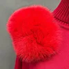 Women's Winter Knitted Sweater Pants Set Lady Fashion Tracking Suit Sweater Fox Fur Shoulder Stand Collar Pullover 6