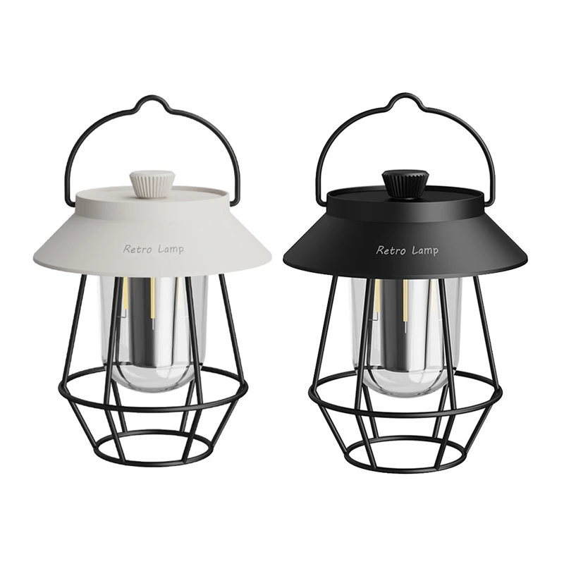 

Portable Retro Camping Lantern Rechargeable Metal Handle Flashlight Vintage Light Outdoor Hanging Tent Light
