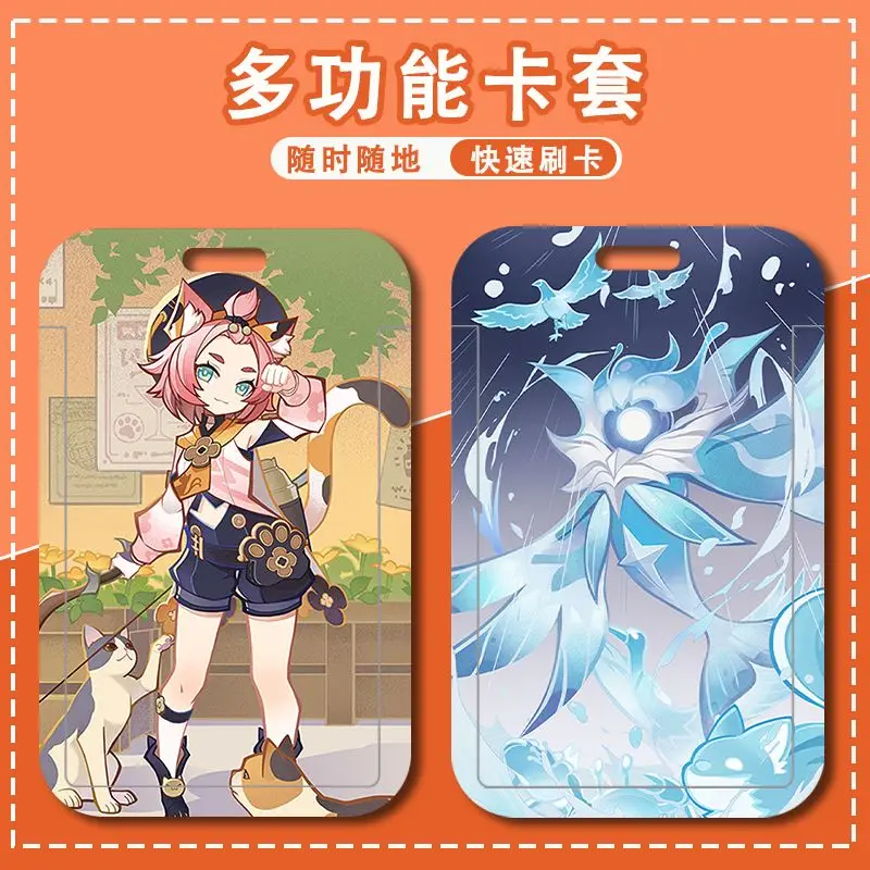 

Anime Game Genshin Impact Genius Invokation TCG ABS Plastic Pendant Keychain Meal Bus Bank Card Cover Holder Case