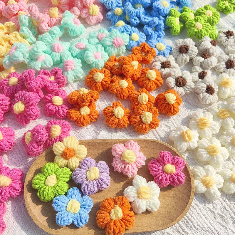 

Handmade Crochet Flower Puff Flowers DIY Clothing Accessories Colorful Cute Bubble Flower Making Headdress Bag Decor Materials