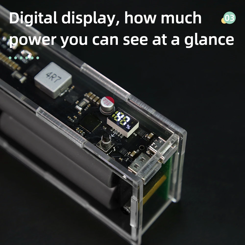 PD45W Two Way power bank case battery power bank box Power Bank Case 20000mah No Welding LED Light Digital Display Transparent Punk 21700 18650 Battery Fast Charging