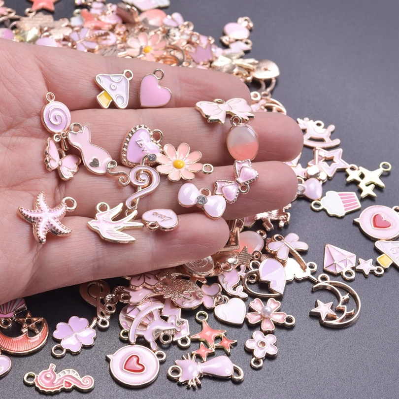 Kawaii Pink Enamel Charms Set 1