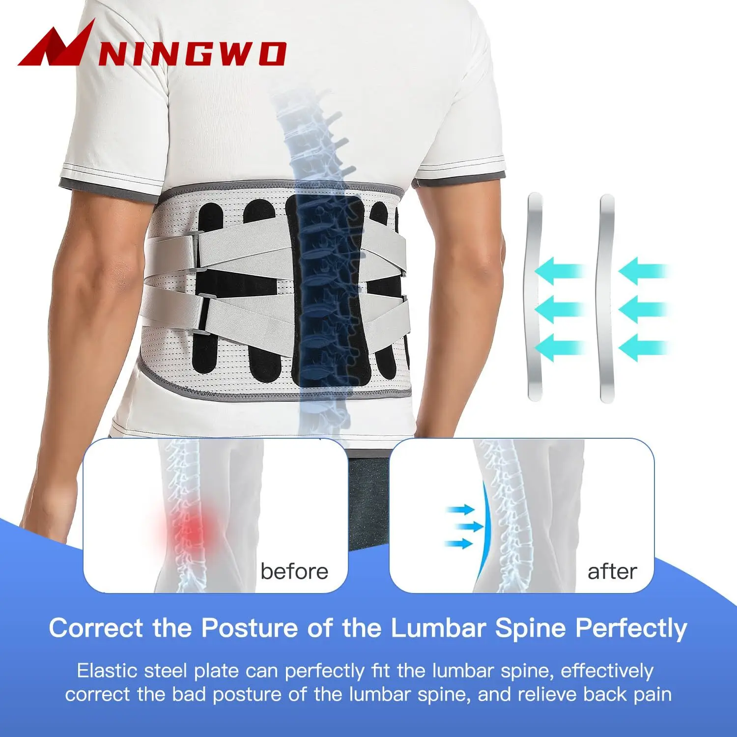 

Lower Back Brace Women Men Lumbar Support Belt with 4 Support Stays Back Pain Relief for Sciatica Scoliosis Herniated Disc