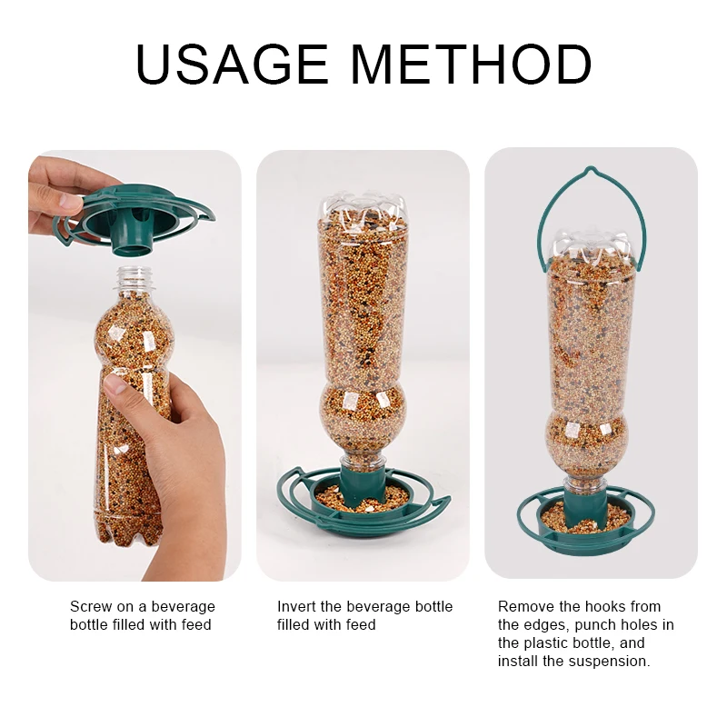 Recycle Empty Soda Bottle Top Bird Feeder Automatical Feeding Outdoor Hanging Feeding Tray 5pcs