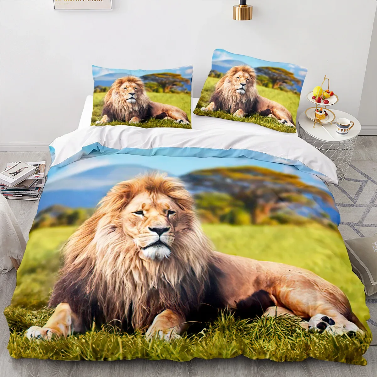 Animal Lion Bedding Set Cool Animal Bed Linen Home Decor Single Double Twin Size For Boys Girls Kids Adults Lion Duvet Cover Set